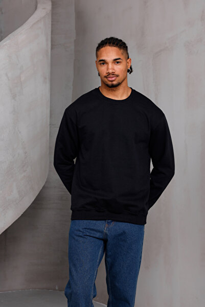DARK MODA Erkek Basic Bisiklet Yaka Sweatshirt