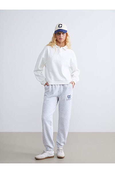 LC Waikiki Polo Neck San Francisco Embroidered Women's Thick Sweatshirt