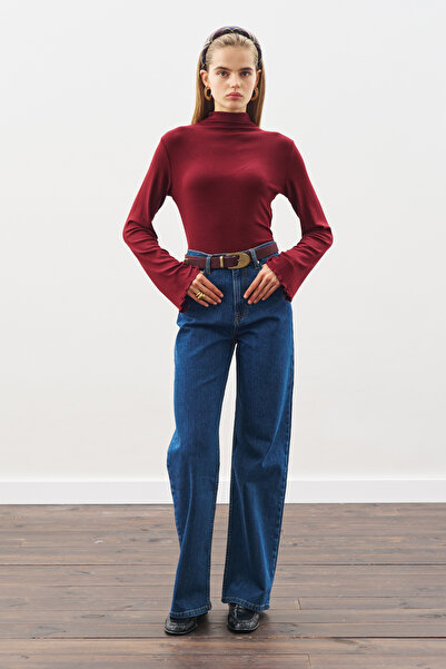 Manuka Fisherman Collar Bluz Bordo