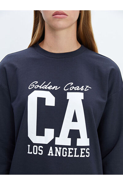 LC Waikiki Crew Neck Printed Oversize Women's Sweatshirt Tunic