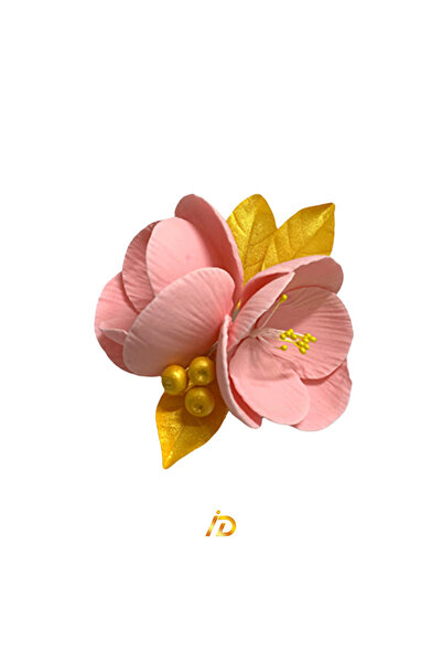 Ingrediente Dulci 2G Impex – Sugar decoration – Pink magnolia with golden leaves (#8869) – 1 pc.