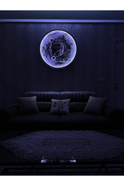 moonligtdecor dolunay tablo 90 cm çap renklİ led RGB YENİ İÇ TASARIM