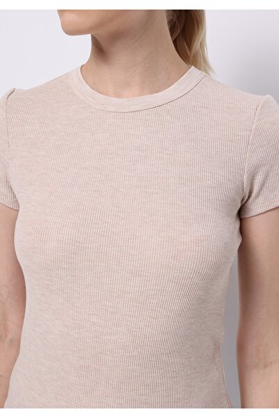 Colin's Slim Fit Στρογγυλή λαιμόκοψη Απλό γυναικείο μπλουζάκι με κοντό μανίκι σε γκρι χρώμα