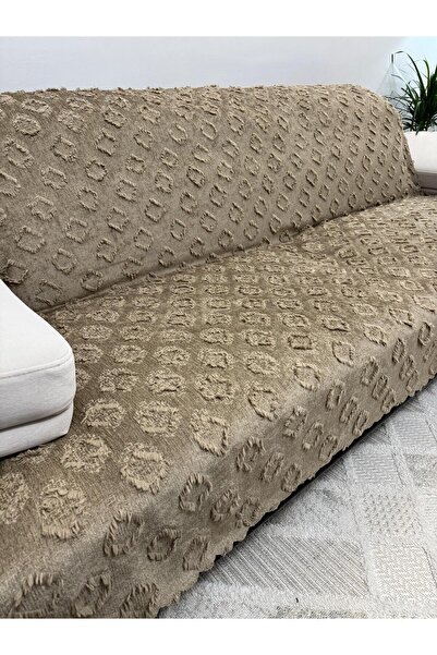 ŞENER HOME Bearded Pompom Chenille Tufted Sofa Bed Cover