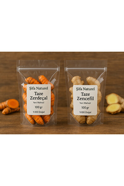 Velit Şemin Şifa Naturel 🌿 Şifa Naturel Taze Zerdeçal & Zencefil Seti – 2’li Yeni Mahsül 100 gr %100 Doğal