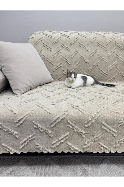 ŞENER HOME Bearded Limi Chenille Tufted Sofa Bed Cover