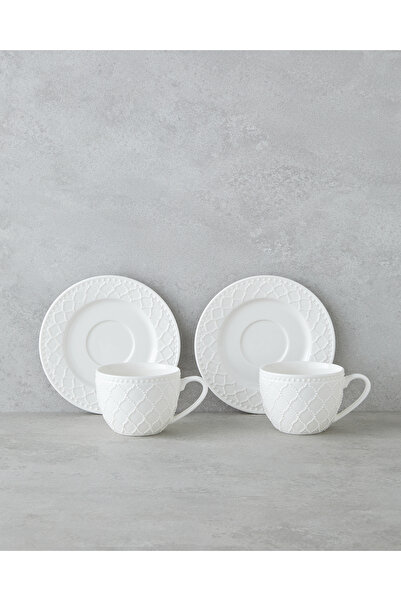 English Home Carmen New Bone China 4 Parça 2 Kişilik Çay Fincanı Takımı 220 ml Beyaz