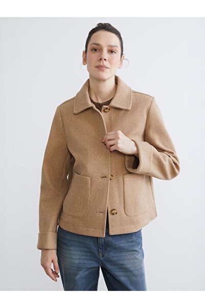 LC Waikiki Lcwaikiki Classic Shirt Collar Women's Cashmere Jacket