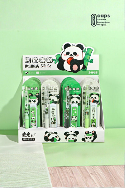 1 Adet Panda Temalı 0.7 Uçlu Kalem + 20 Adet Uç Seti - Panda Kırtasiye Seti