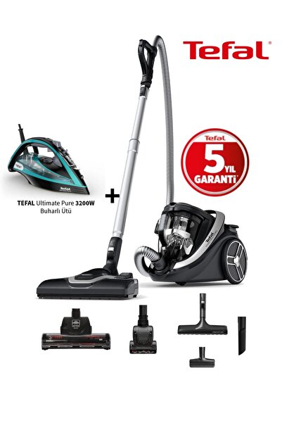 TEFAL Force Cyclonic Effitech 500 Watt Turbo Başlıklı Torbasız Elektrikli Süpürge + 3200W yüksek güçlü ÜTÜ