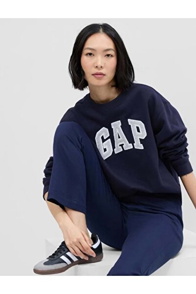 GAP Λογότυπο V-Gap Herıtage Crew Crew Neck Fleece Φούτερ Γυναικείο Φούτερ ΣΚΟΥΡΟ ΜΠΛΕ