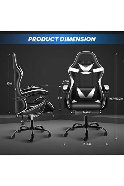 Enjoylifeme Gaming Chair, Swivel Recliner Racing Office Computer Ergonomic Video Game Chair with Footrest