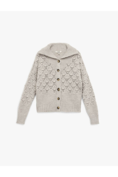 Koton Long Sleeve Buttoned Turn-Down Collar Knit Cardigan