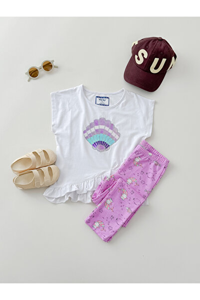 WiNi BEE Little Girls' Playwear Set: Cotton Tee and Soft Leggings, 2-Piece Casual Outfit for Toddlers & Kids