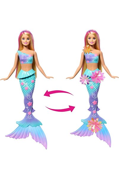 Barbie دمية حورية البحر السحرية - ذيل أومبري، عصابة رأس من اللؤلؤ، شعر أشقر طويل (JDM72)