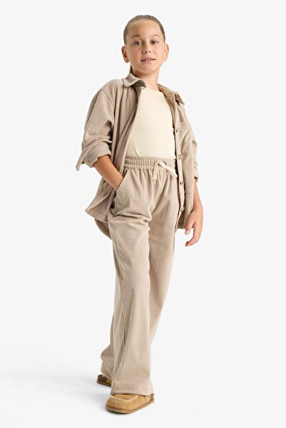 DeFacto Pantaloni pentru fetiță croi larg pe picior cu talie elastică cu picioare largi F3845A825WN