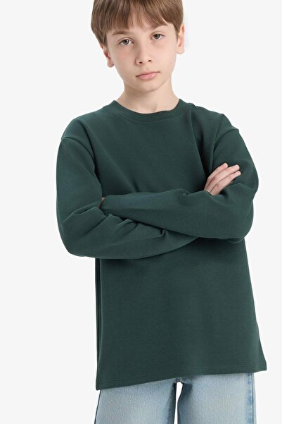 DeFacto Boys' Crew Neck Basic Plain Long Sleeve School T-Shirt E9661A825Au