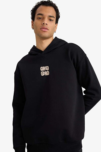 DeFacto Boxy Fit Hooded Back Printed Sweatshirt F2104Ax25Au