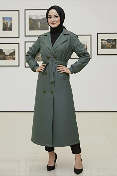 TRENDTESETTÜR KADIN HAKİ KUŞAKLI TRENÇKOT T 4585