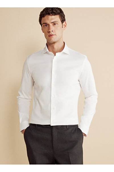 BROOKS BROTHERS Slim Fit İtalyan Yaka Beyaz Erkek Gömlek BBFW25MSH032
