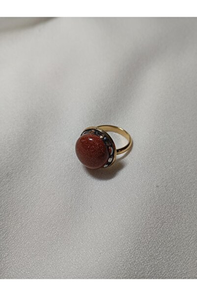 OEM 18K gold plated ring with 20mm Sunstone and Swarovski navette crystals