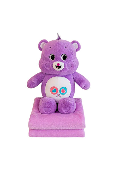 Krista Jucărie de pluș și pernă cu pătură incluse, ursuleț de pluș violet
