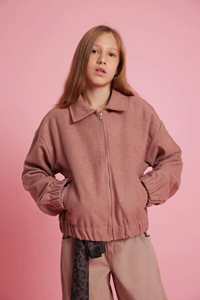 DeFacto Girl's Polo Neck Zippered Cashmere Jacket G3702A825Wn