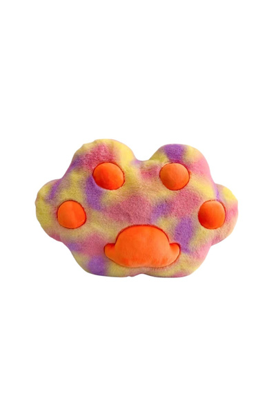 Krista Pernă de pluș cu formă de labă de animal, 50 cm, multicoloră cu portoc...