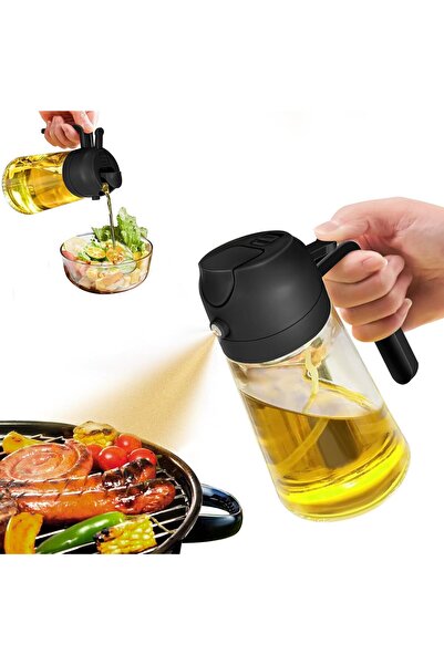 M MIAOYAN Oil Sprayer for Cooking, 2 in 1 Olive Oil Dispenser Bottle for Kitchen, 470ml Glass Oil Bottle