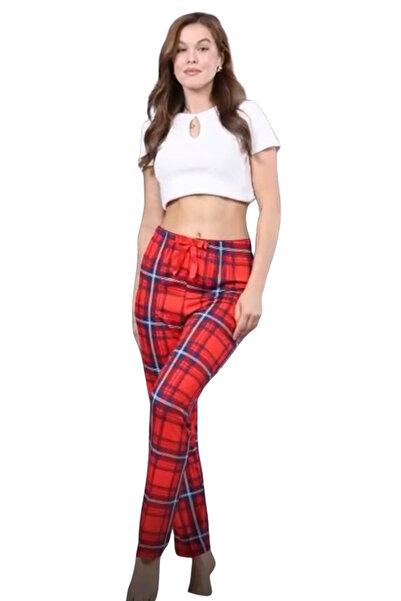 Budi Pajama Bottoms Modal Ring Viscose Fabric-Plaid Patterned
