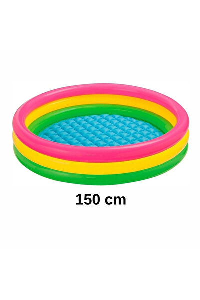 Krista Inflatable pool with inflatable floor, three colored rings 150 cm