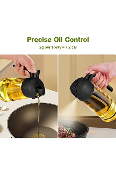 M MIAOYAN Oil Sprayer for Cooking, 2 in 1 Olive Oil Dispenser Bottle for Kitchen, 470ml Glass Oil Bottle
