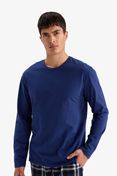 DeFacto Pajama Set Regular Fit Long Sleeve Top Checked Long Bottom F5214Ax25Wn