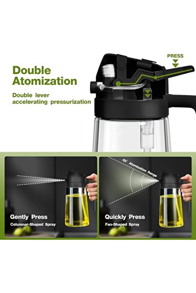 M MIAOYAN Oil Sprayer for Cooking, 2 in 1 Olive Oil Dispenser Bottle for Kitchen, 470ml Glass Oil Bottle
