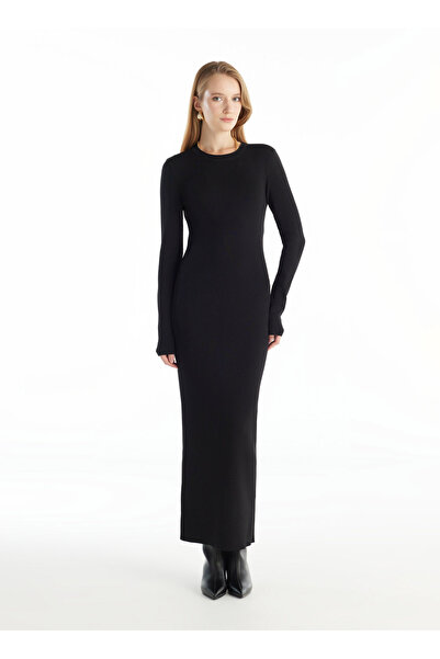Ted Baker Bisiklet Yaka Düz Siyah Uzun Kadın Elbise TBWRKW1049