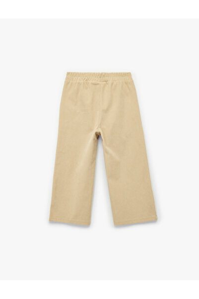 Koton Double Pocket Wide Leg Velvet Sweatpants with Elastic Waist