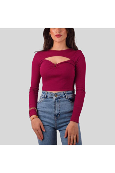 MQ Long-sleeved crop top blouse