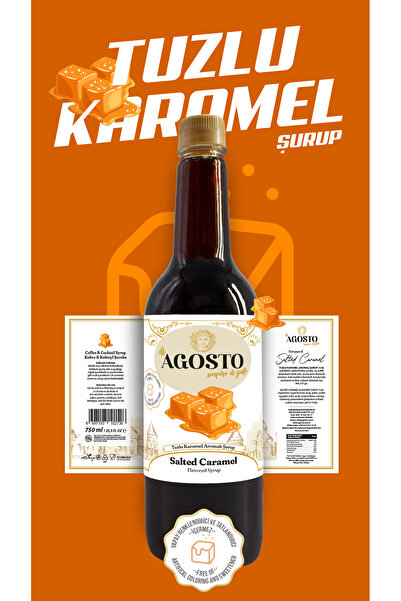 AGOSTO Tuzlu Karamel (Salted Caramel) Şurup 750 ml-Kahve Şurubu