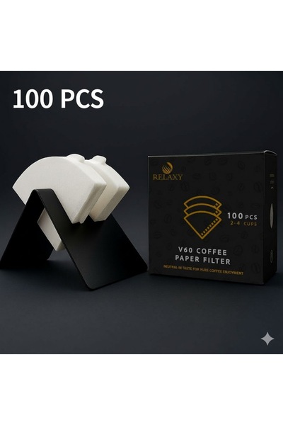 RELAXY V60 Coffee Filters,Disposable Paper Filters, Size 02, Fits Pour Over Coffee Dripper 2-4 Cups,100 pcs
