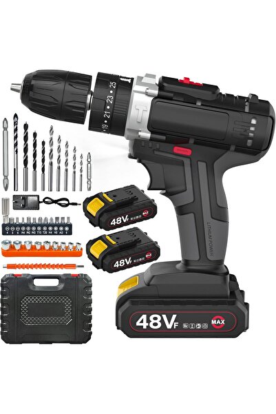 Prosight 48V Cordless Drill Set - 2 Batteries, Charger, 2-Speed, 25 Torque Se...
