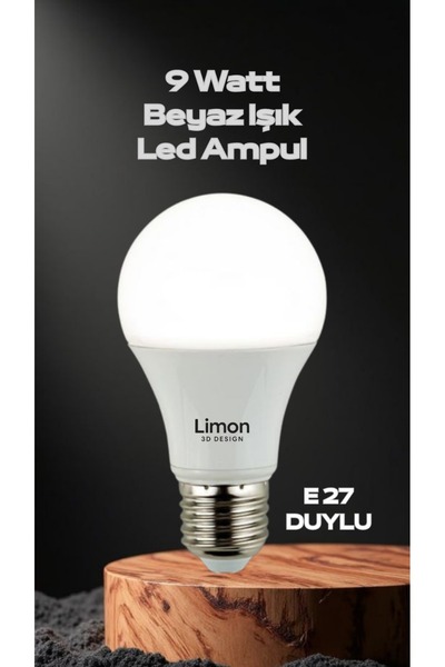 Limon 3D Desing 9 Watt E27 Duylu Led Ampül 6500K (Beyaz Işık)