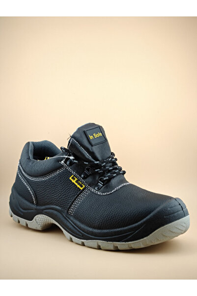 IN SOLE Men's safety shoes with metal toe and insole – durable synthetic leather, slip-resistant rubber sole