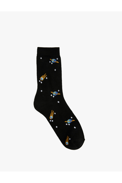 Koton Space Patterned Cotton Socks