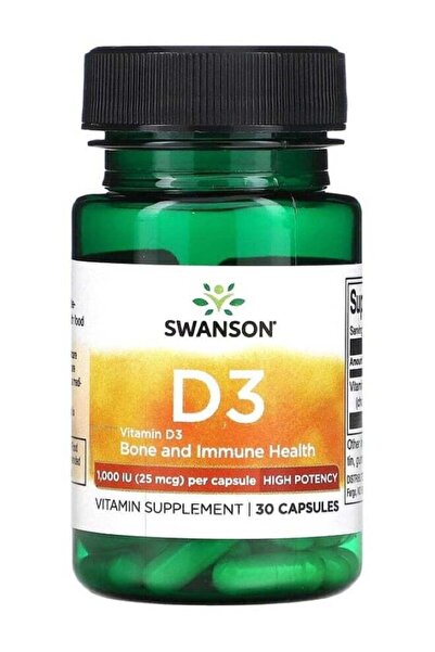 SWANSON فيتامين د3 عالي 1000 وحدة دولية (25 ميكروجرام) - 30 كبسولة