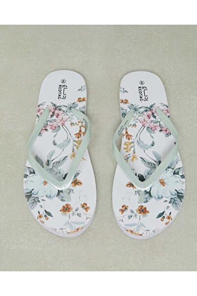 REDTAG Women White Printed Flip Flop