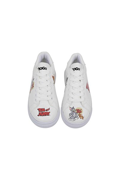 Dogo Women's Vegan Leather White Sneakers - Warner Bros Tom and Jerry Design