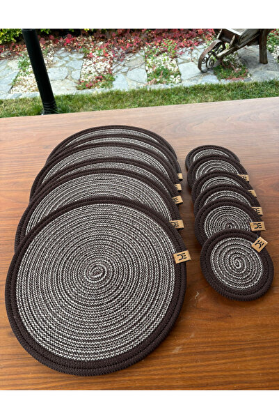 Home Inn Home Textile Wicker Look 12-Piece Tableware Set – Plate and Coaster Set