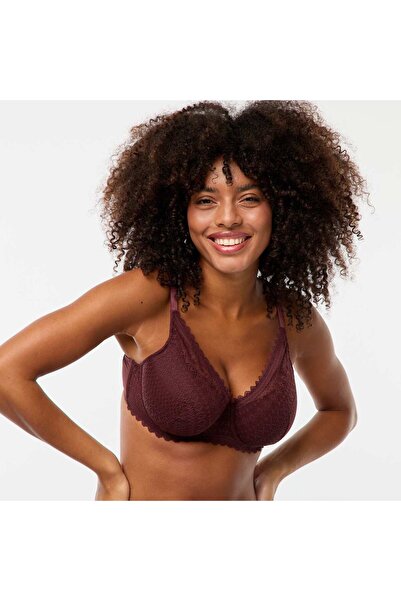 KİABİ Full-coverage lace demi-cup bra BROWN