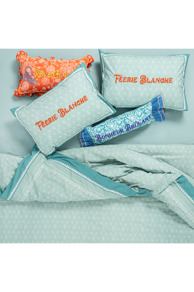 Zsa Zsa Zsu طقم غطاء لحاف قطني مزدوج مطرز يدويًا من سانساد 200 خيط، مقاس 200×...