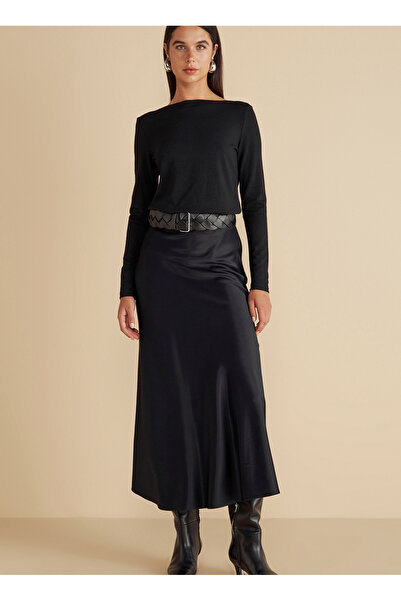 BROOKS BROTHERS Normal Bel Siyah Kadın Midi Etek